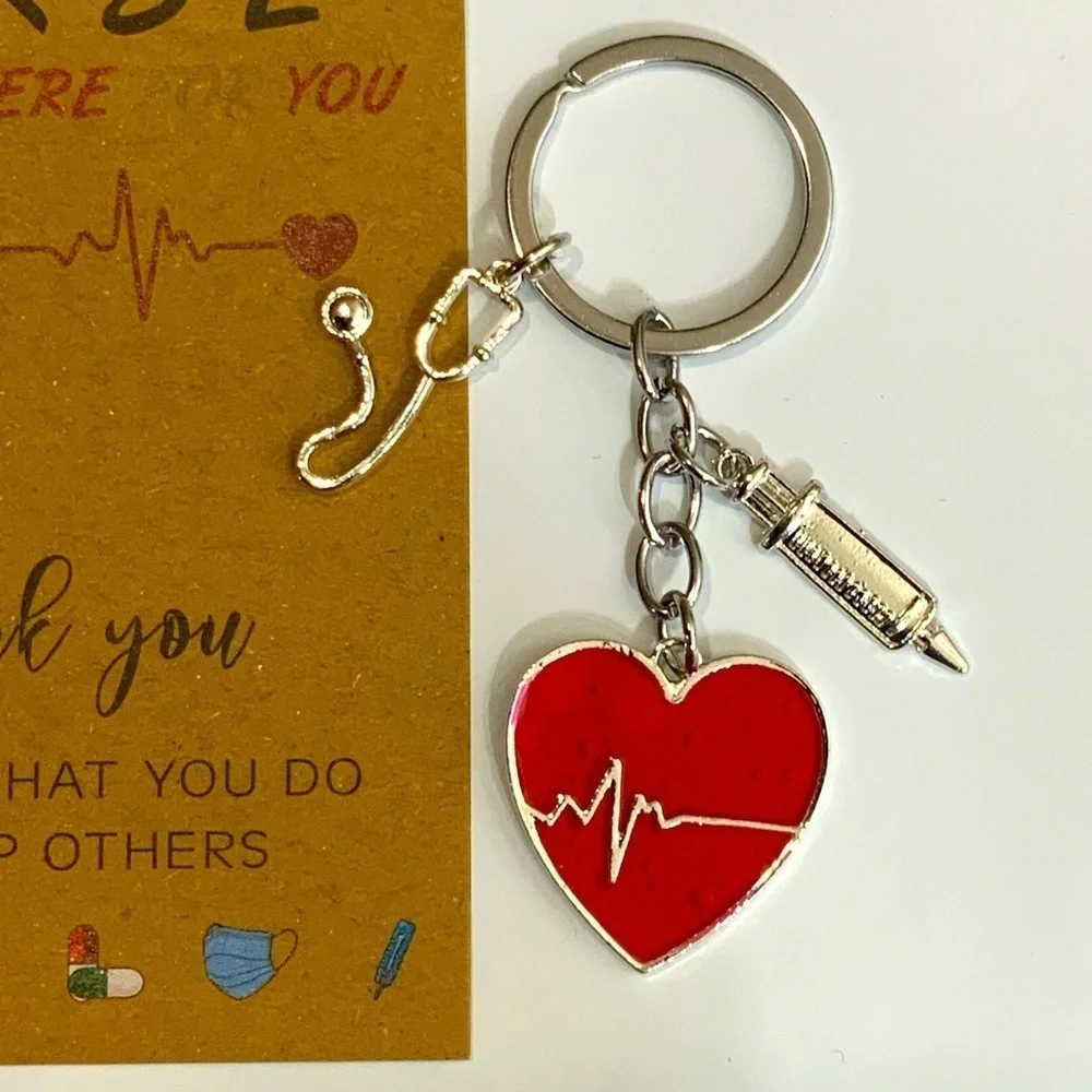 Nurse Keychain Gift Set 3 Pendants with Appreciation Thank You Card RN